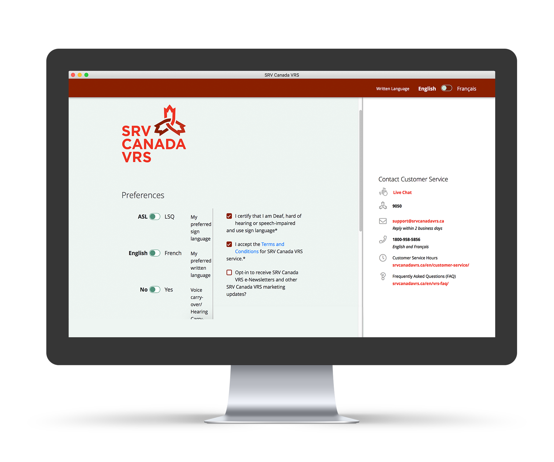 Canada VRS Primary Account SRV Canada VRS